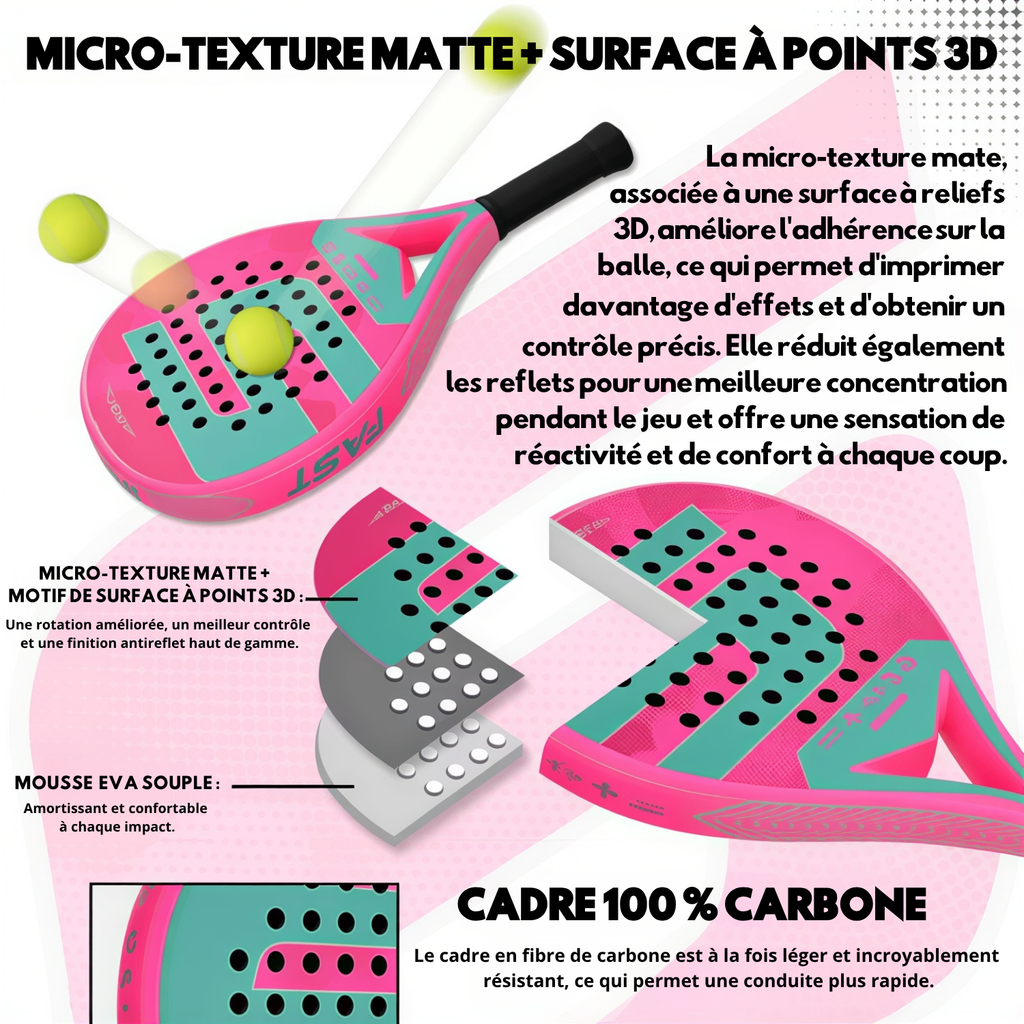 ARKANO Apex — Raquette de Padel 367g | Cadre Carbone | Âme EVA